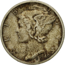 Coin, United States, Mercury Dime, Dime, 1940, U.S. Mint, San Francisco