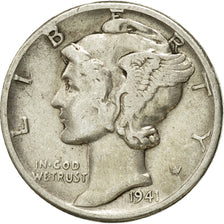 Monnaie, États-Unis, Mercury Dime, Dime, 1941, U.S. Mint, Denver, TB+, Argent