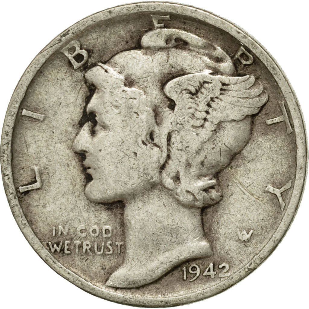 Monnaie, États-Unis, Mercury Dime, Dime, 1942, U.S. Mint, San Francisco, TB