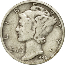 Coin, United States, Mercury Dime, Dime, 1945, U.S. Mint, San Francisco