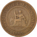 FRENCH INDO-CHINA, Cent, 1885, Paris, KM #1, VF(30-35), Bronze, 31, Lecompte...