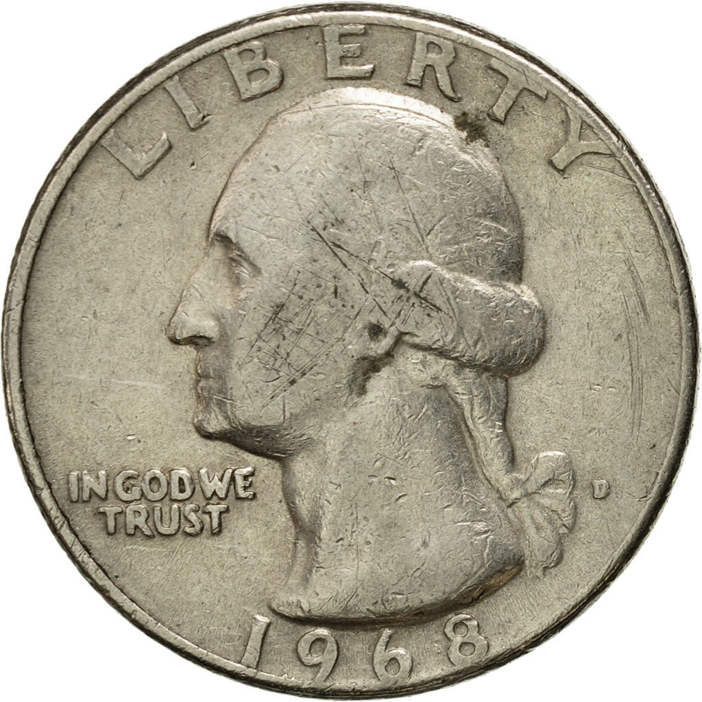 Coin, United States, Washington Quarter, Quarter, 1968, U.S. Mint, Denver