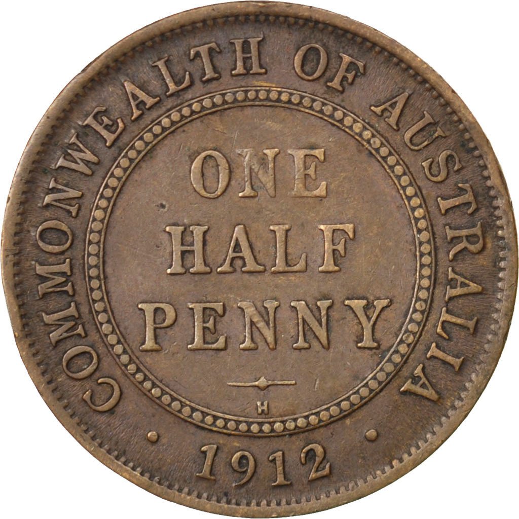 AUSTRALIA, 1/2 Penny, 1912, KM #22, VF(30-35), Bronze, 25.5, 5.57
