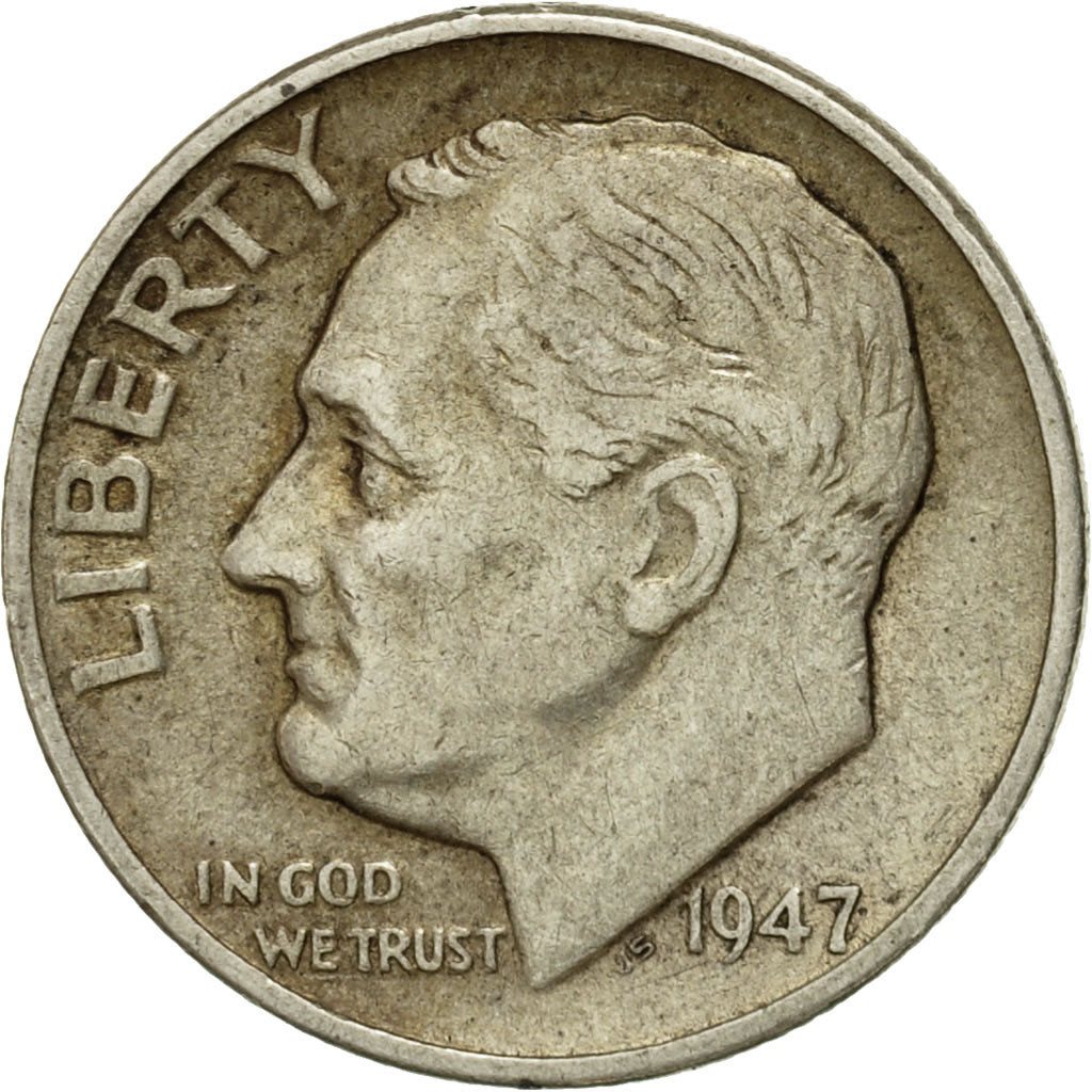 Coin, United States, Roosevelt Dime, Dime, 1947, U.S. Mint, San Francisco