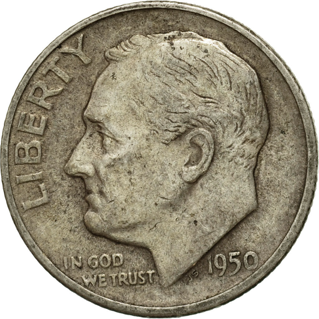 Coin, United States, Roosevelt Dime, Dime, 1950, U.S. Mint, San Francisco