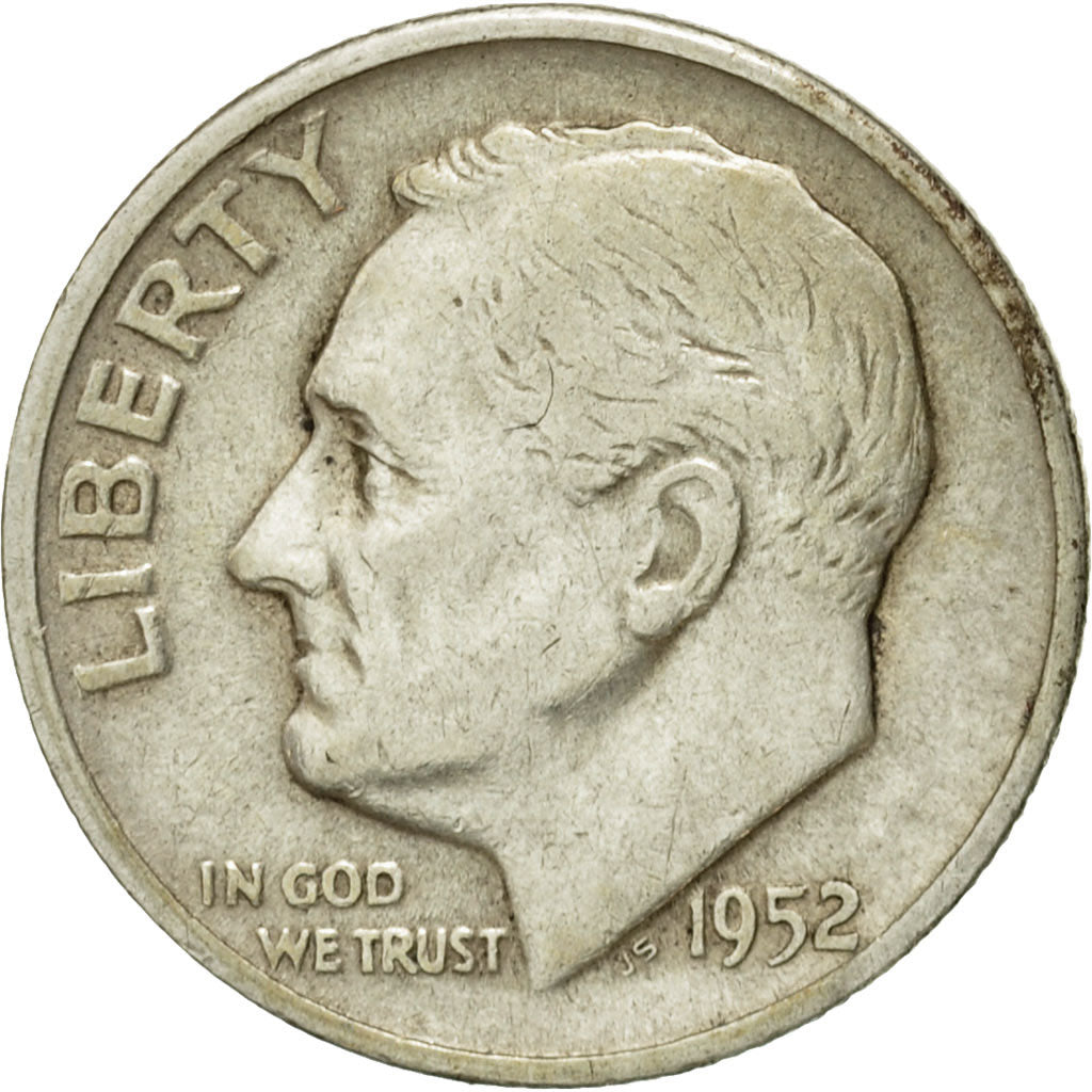 Coin, United States, Roosevelt Dime, Dime, 1952, U.S. Mint, San Francisco