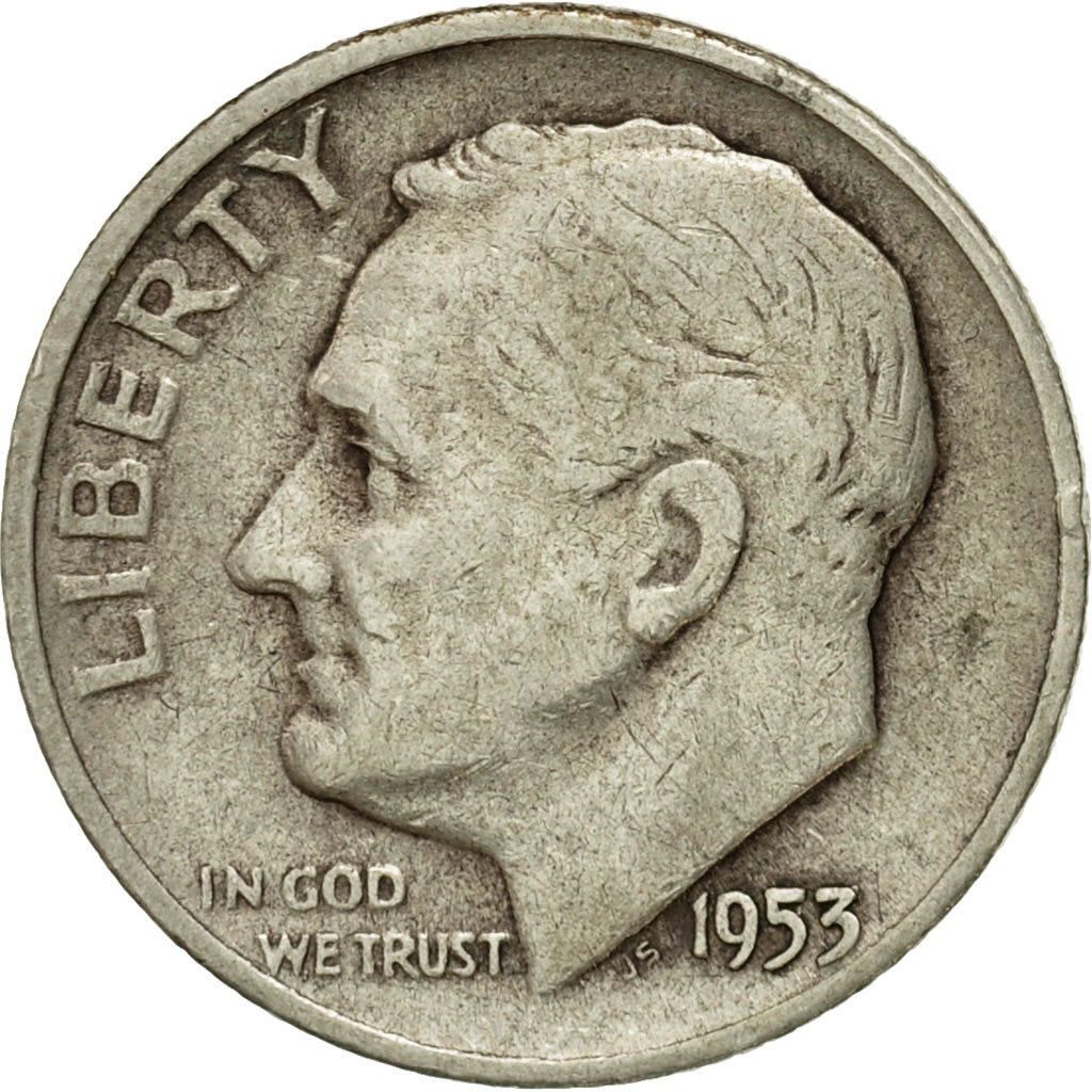 Coin, United States, Roosevelt Dime, Dime, 1953, U.S. Mint, San Francisco