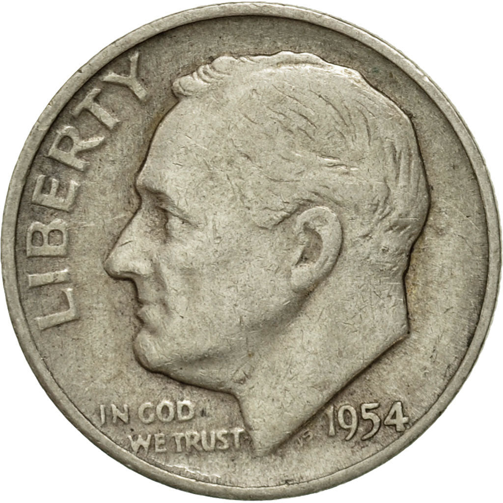 Coin, United States, Roosevelt Dime, Dime, 1954, U.S. Mint, San Francisco