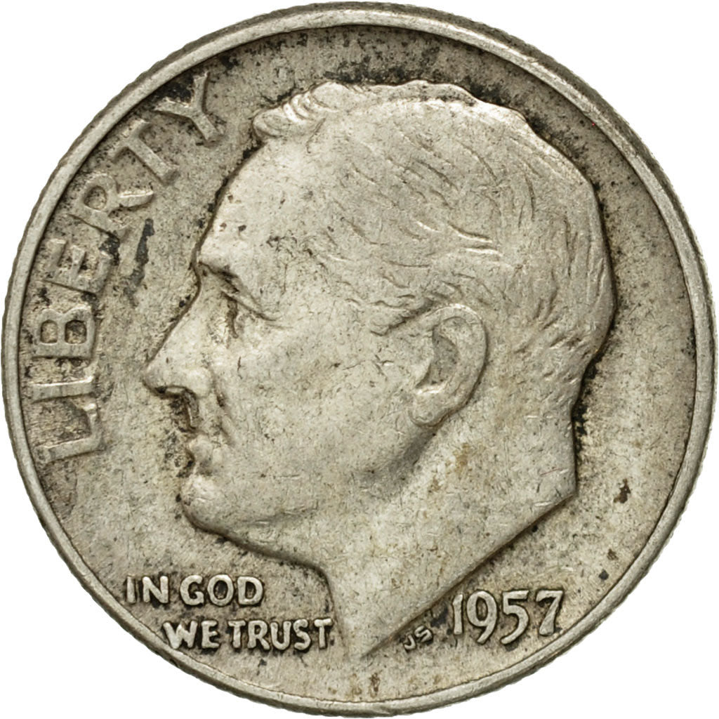 Moneta, Stati Uniti, Roosevelt Dime, Dime, 1957, U.S. Mint, Philadelphia, MB+
