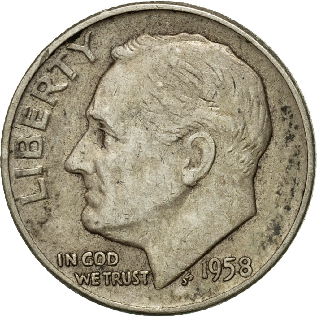 Moneta, Stati Uniti, Roosevelt Dime, Dime, 1958, U.S. Mint, Philadelphia, MB+