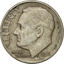 Moneta, Stati Uniti, Roosevelt Dime, Dime, 1958, U.S. Mint, Philadelphia, MB+