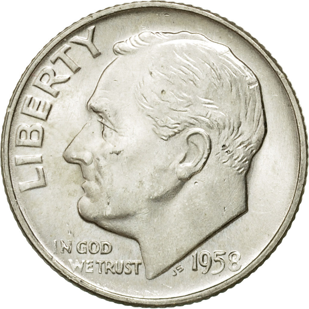 Coin, United States, Roosevelt Dime, Dime, 1958, U.S. Mint, Denver, AU(55-58)