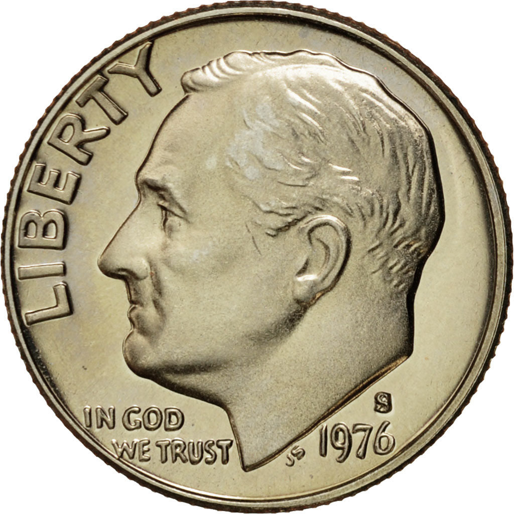 Coin, United States, Roosevelt Dime, Dime, 1976, U.S. Mint, San Francisco