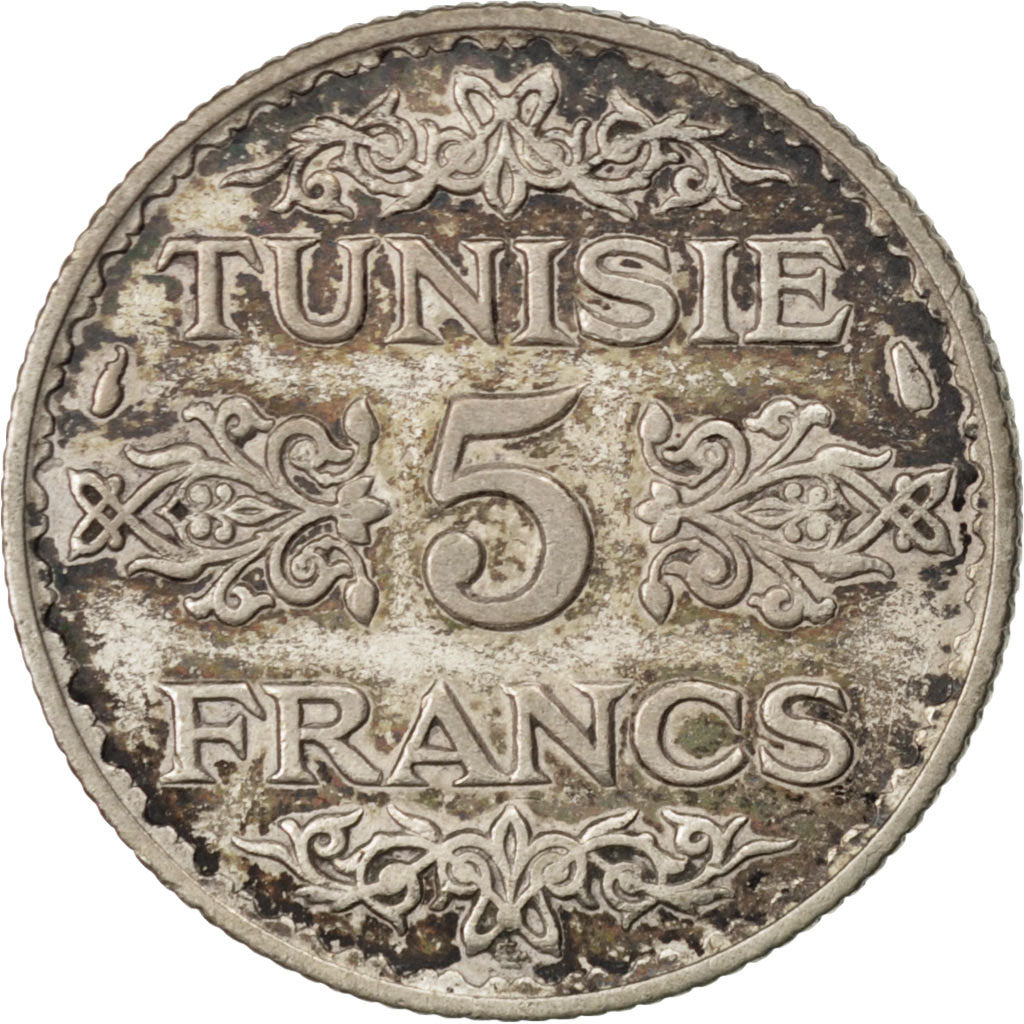 TUNISIA, 5 Francs, 1934, Paris, KM #261, EF(40-45), Silver, 4.94