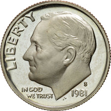 Coin, United States, Roosevelt Dime, Dime, 1981, U.S. Mint, San Francisco