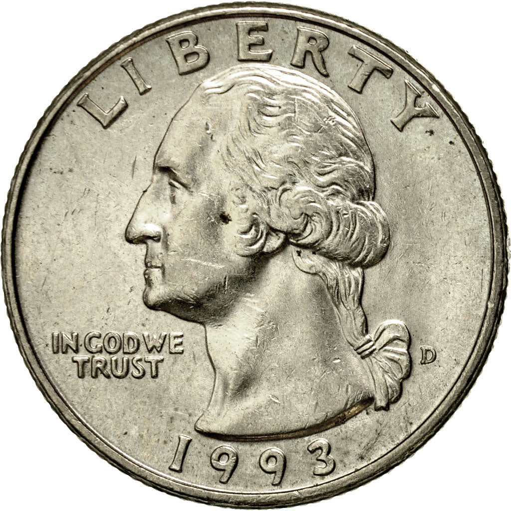 Monnaie, États-Unis, Washington Quarter, Quarter, 1993, U.S. Mint, Denver, TTB