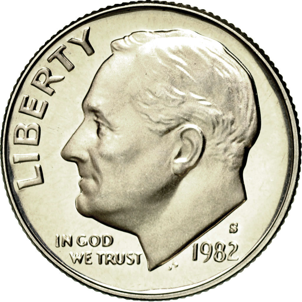 Coin, United States, Roosevelt Dime, Dime, 1982, U.S. Mint, San Francisco