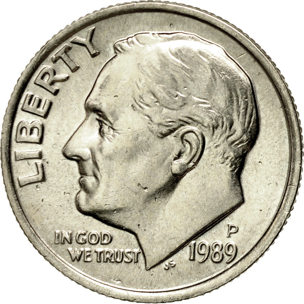 Moneta, Stati Uniti, Roosevelt Dime, Dime, 1989, U.S. Mint, Philadelphia, SPL