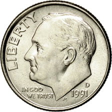 Monnaie, États-Unis, Roosevelt Dime, Dime, 1991, U.S. Mint, Denver, SUP+