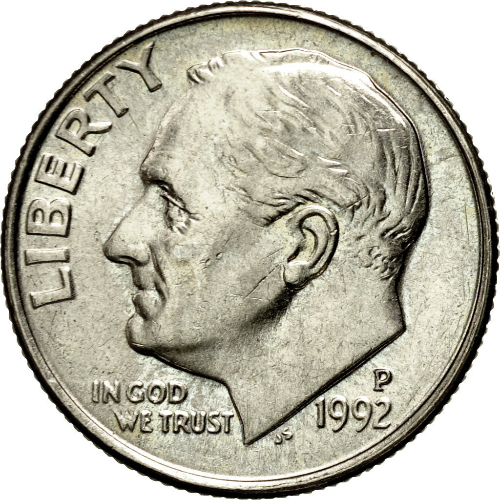 Coin, United States, Roosevelt Dime, Dime, 1992, U.S. Mint, Philadelphia