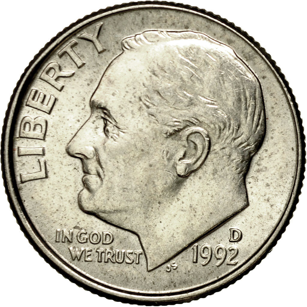 Coin, United States, Roosevelt Dime, Dime, 1992, U.S. Mint, Denver, MS(60-62)