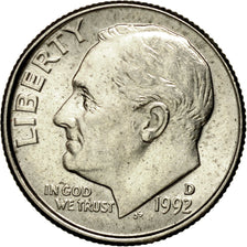 Coin, United States, Roosevelt Dime, Dime, 1992, U.S. Mint, Denver, MS(60-62)