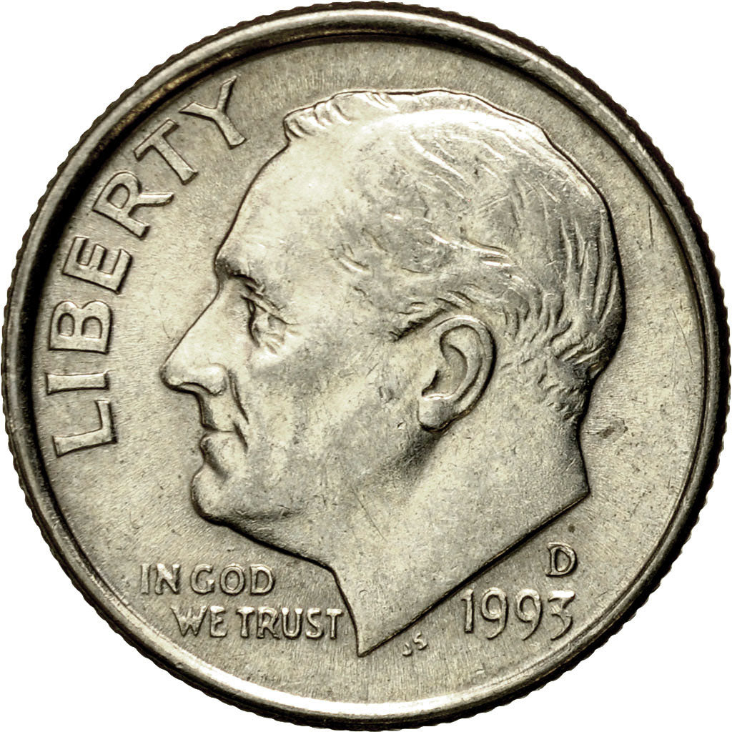 Moneta, Stati Uniti, Roosevelt Dime, Dime, 1993, U.S. Mint, Denver, SPL-, Rame