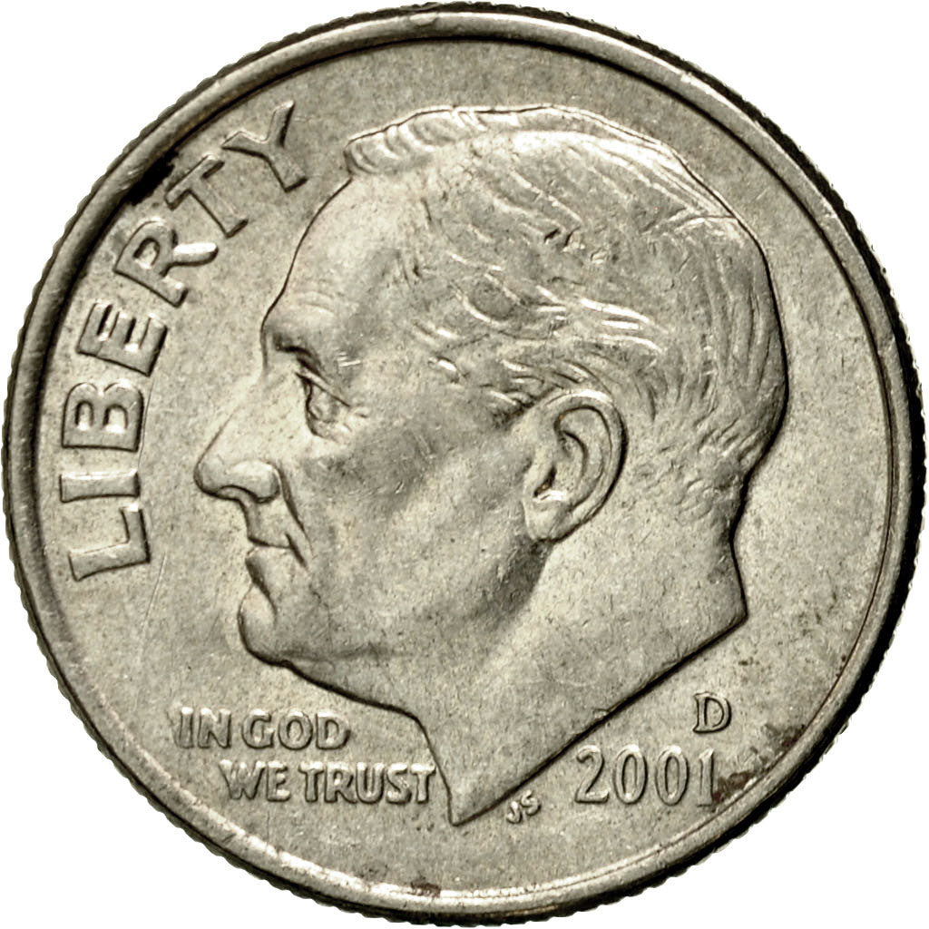 Coin, United States, Roosevelt Dime, Dime, 2001, U.S. Mint, Denver, AU(55-58)