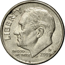 Coin, United States, Roosevelt Dime, Dime, 2001, U.S. Mint, Denver, AU(55-58)