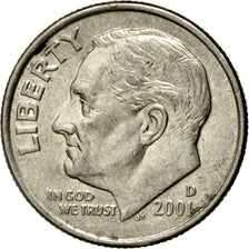 Coin, United States, Roosevelt Dime, Dime, 2001, U.S. Mint, Denver, AU(55-58)