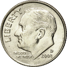 Coin, United States, Roosevelt Dime, Dime, 2008, U.S. Mint, Dahlonega