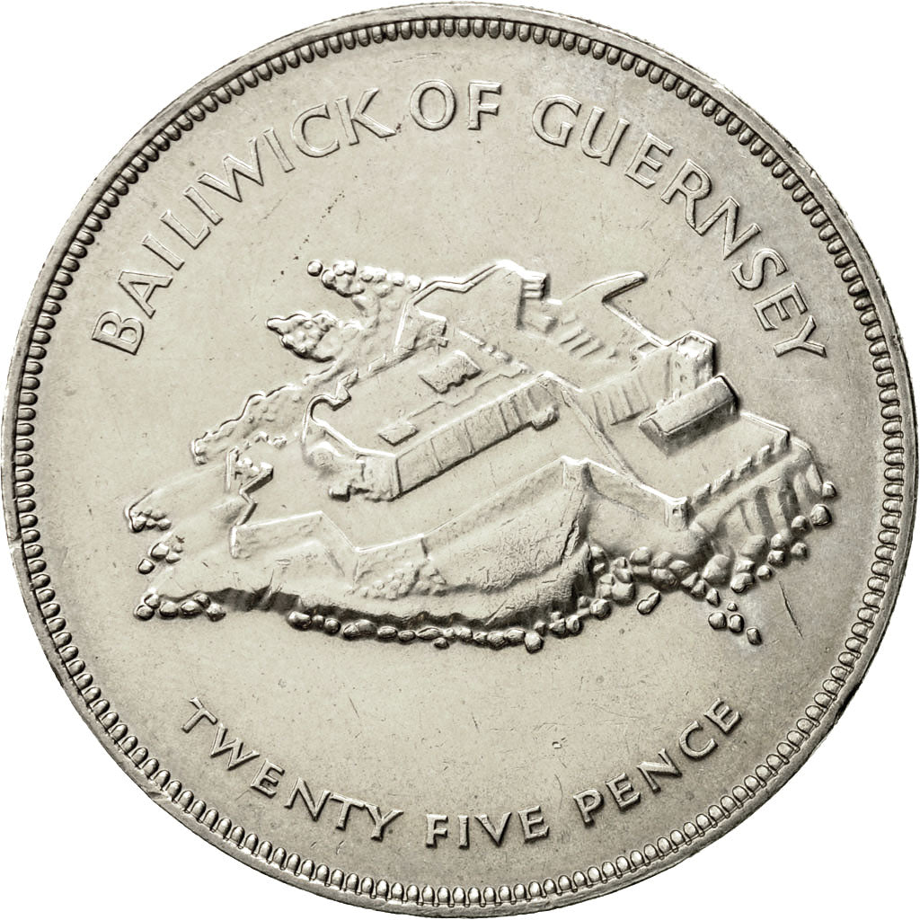 Monnaie, Guernsey, Elizabeth II, 25 Pence, 1977, Heaton, SUP, Copper-nickel