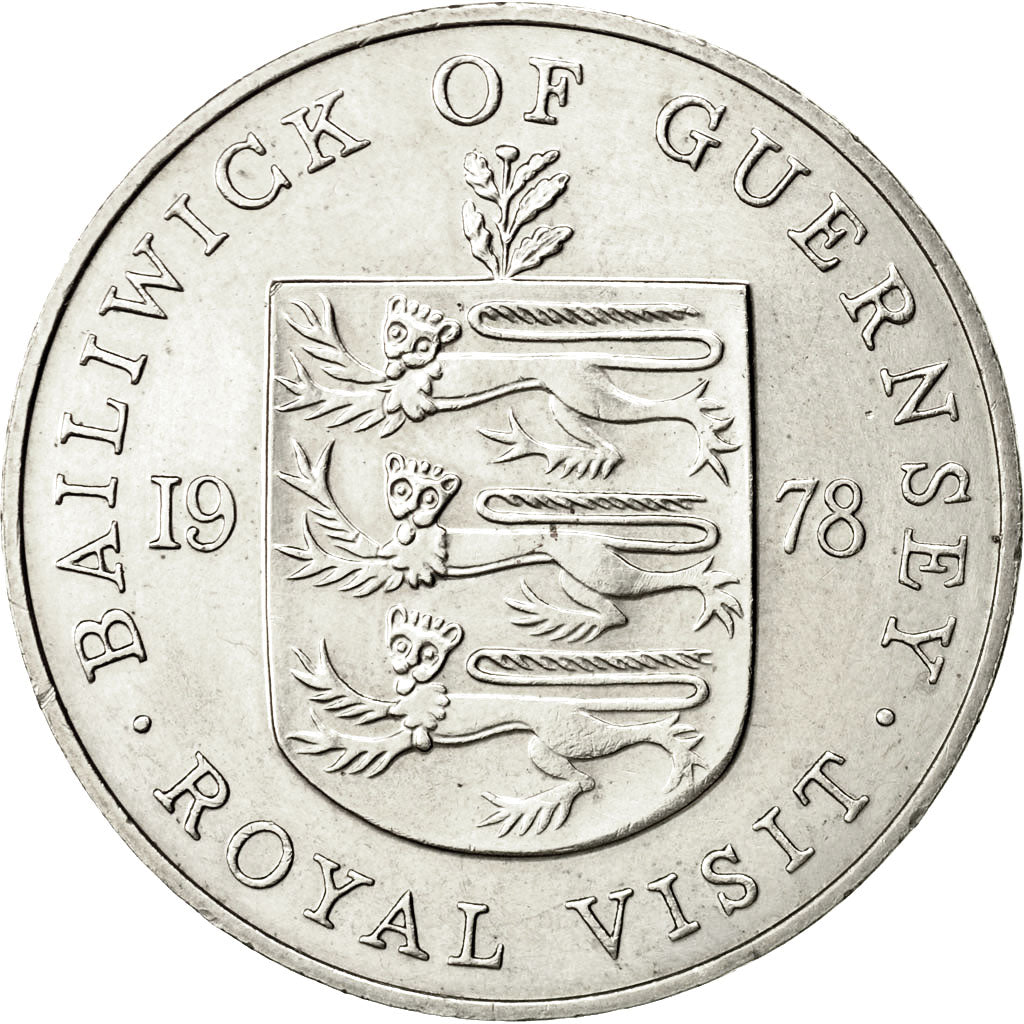 Coin, Guernsey, Elizabeth II, 25 Pence, 1978, Heaton, AU(55-58), Copper-nickel