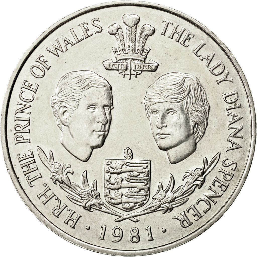 Moneta, Guernsey, Elizabeth II, 25 Pence, 1981, Heaton, SPL-, Rame-nichel, KM:36