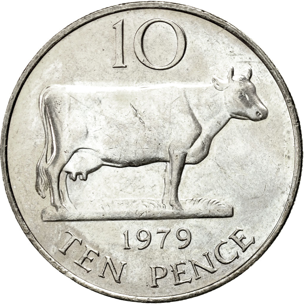 Coin, Guernsey, Elizabeth II, 10 Pence, 1979, Heaton, AU(55-58), Copper-nickel