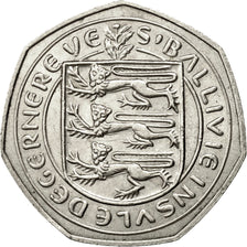 Moneda, Guernsey, Elizabeth II, 50 New Pence, 1970, Heaton, MBC+, Cobre -