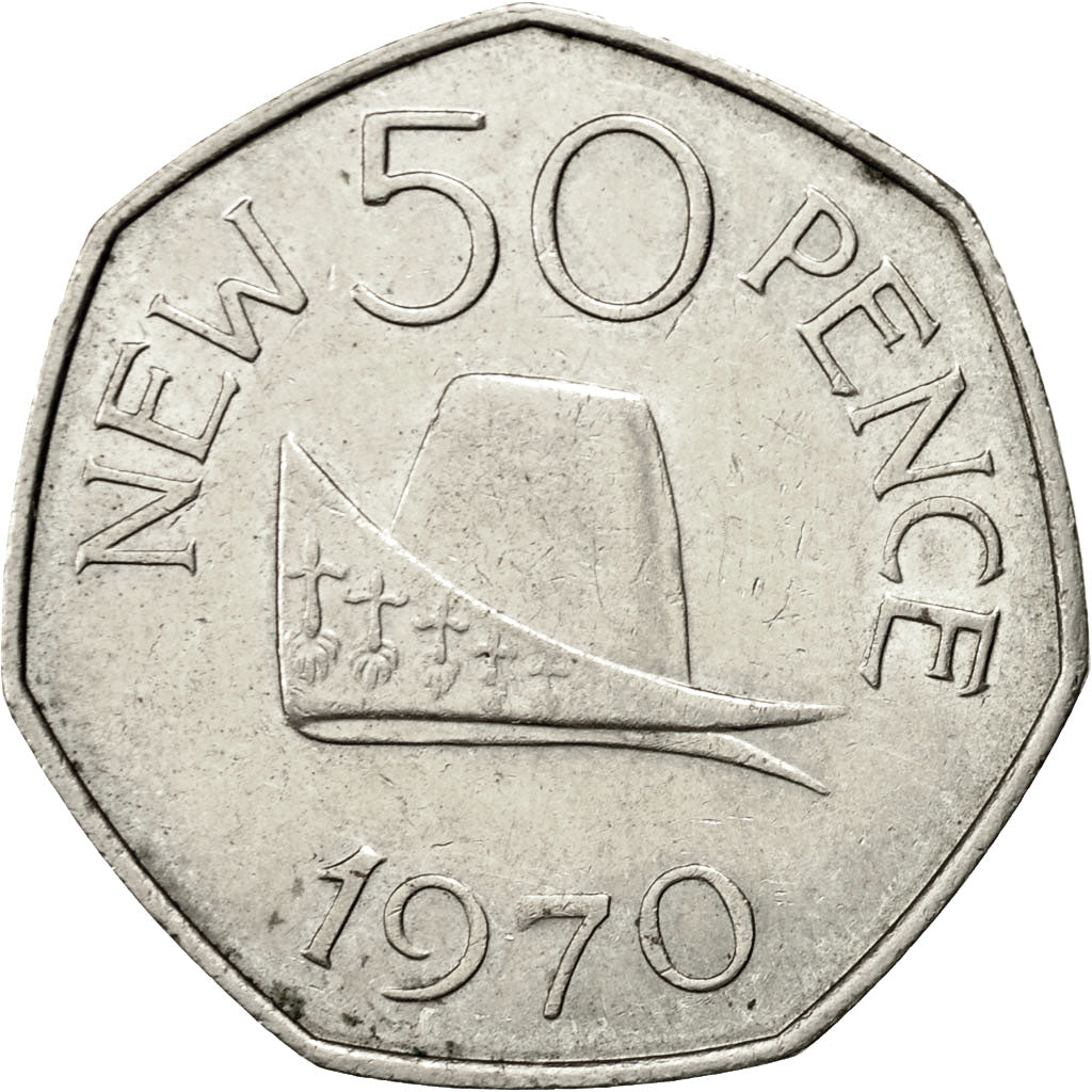 Coin, Guernsey, Elizabeth II, 50 New Pence, 1970, Heaton, AU(50-53)