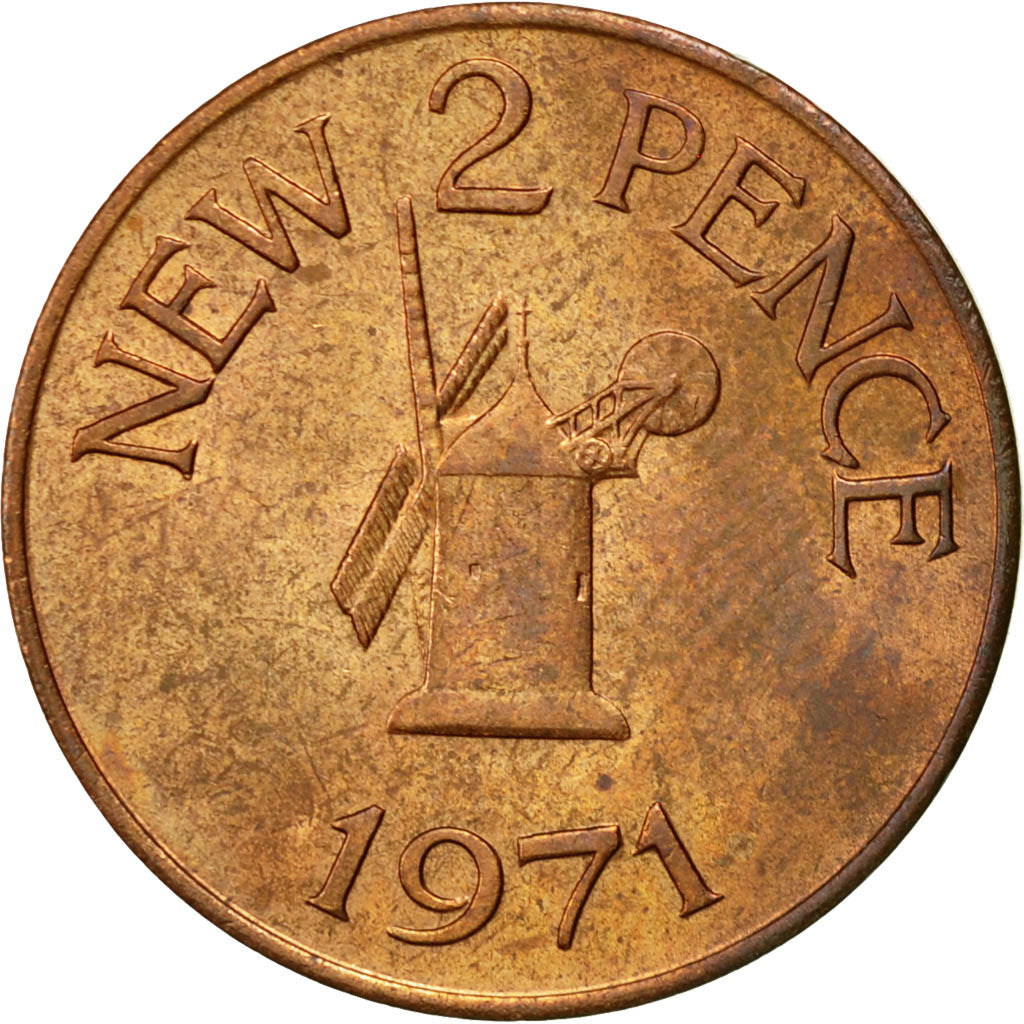 Münze, Guernsey, Elizabeth II, 2 New Pence, 1971, Heaton, SS, Bronze, KM:22