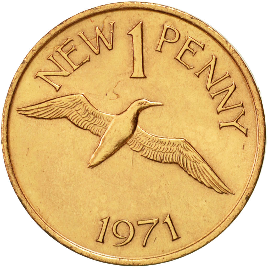 Coin, Guernsey, Elizabeth II, New Penny, 1971, Heaton, AU(55-58), Bronze, KM:21
