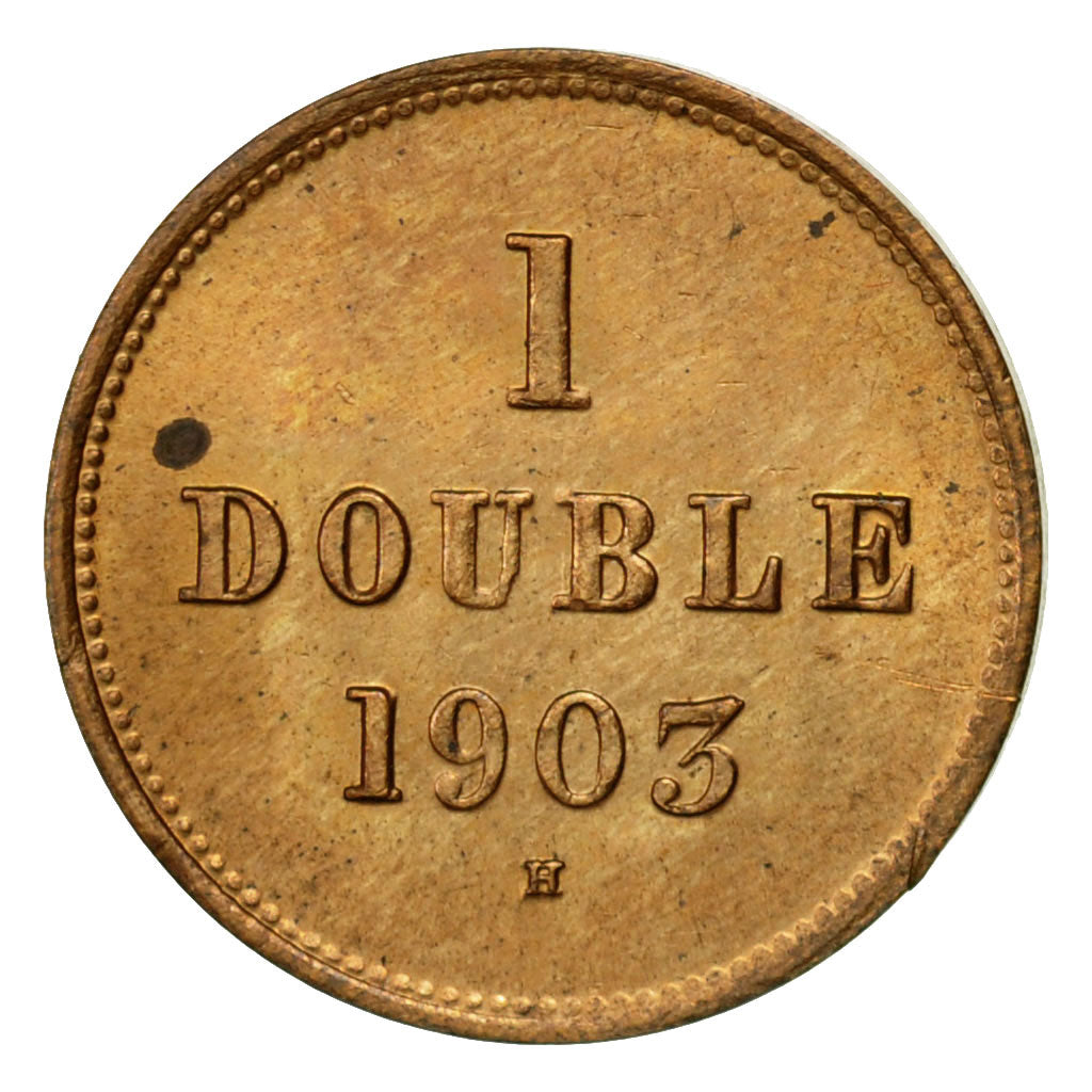 Coin, Guernsey, Double, 1903, Heaton, Birmingham, EF(40-45), Bronze, KM:10
