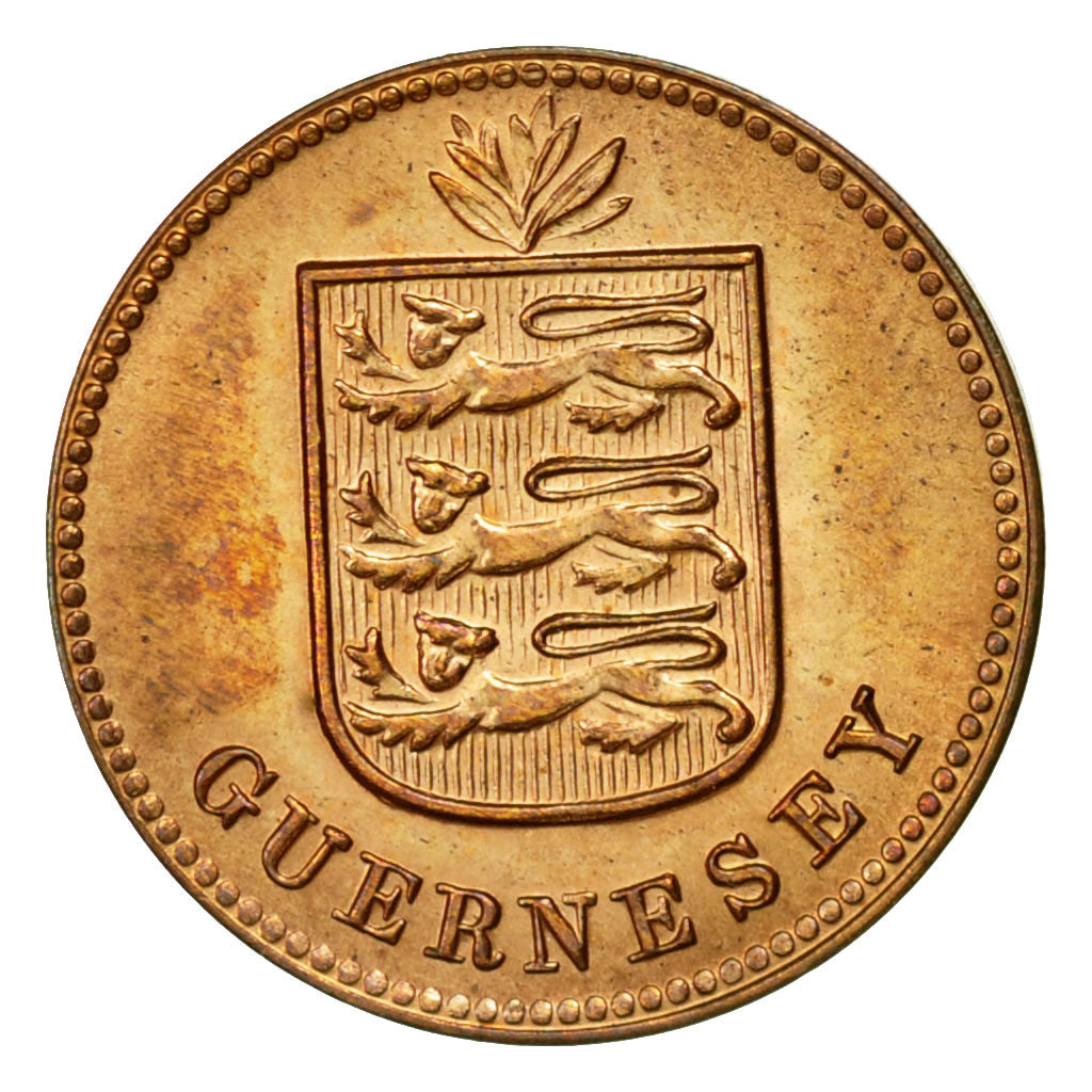 Coin, Guernsey, Double, 1933, Heaton, Birmingham, EF(40-45), Bronze, KM:11