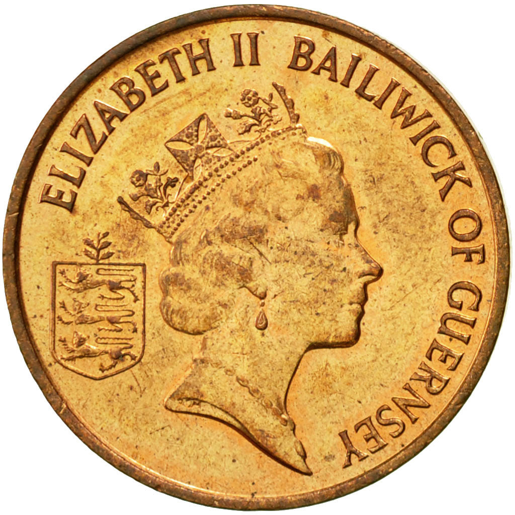 Coin, Guernsey, Elizabeth II, Penny, 1988, Heaton, AU(50-53), Bronze, KM:40