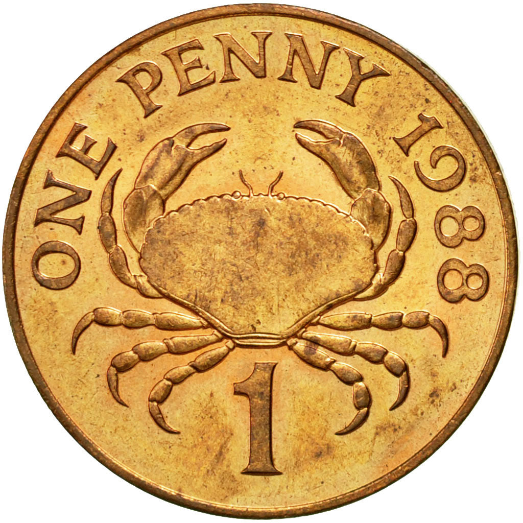 Coin, Guernsey, Elizabeth II, Penny, 1988, Heaton, AU(50-53), Bronze, KM:40