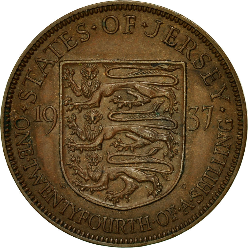 Coin, Jersey, George VI, 1/24 Shilling, 1937, EF(40-45), Bronze, KM:17