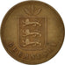 Moneda, Guernsey, 4 Doubles, 1864, Heaton, Birmingham, BC+, Bronce, KM:5