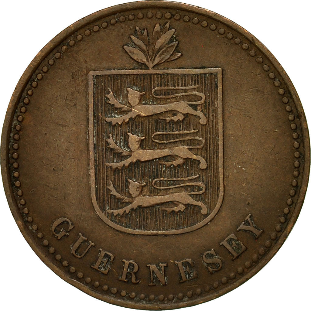 Coin, Guernsey, 4 Doubles, 1918, Heaton, VF(30-35), Bronze, KM:13
