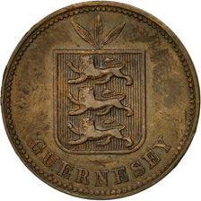 Coin, Guernsey, 2 Doubles, 1885, Heaton, Birmingham, VF(30-35), Bronze, KM:9