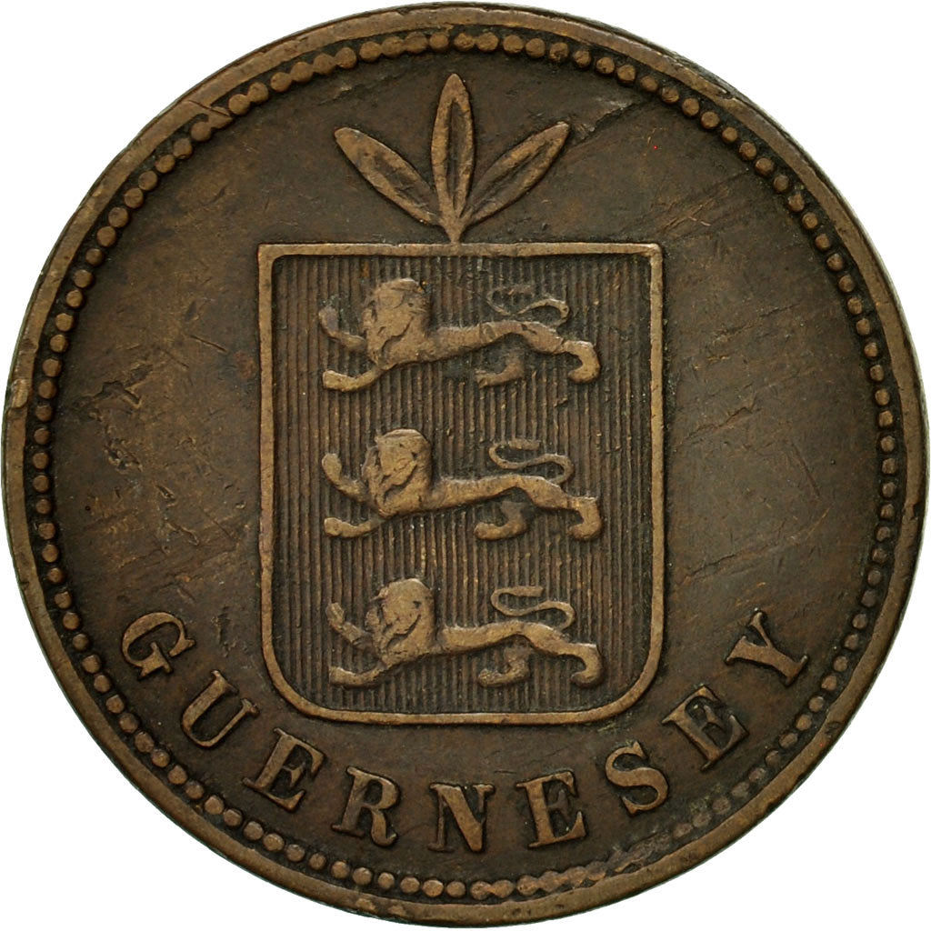 Coin, Guernsey, 4 Doubles, 1864, Heaton, VF(20-25), Bronze, KM:6