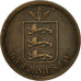Monnaie, Guernsey, 4 Doubles, 1864, Heaton, TB, Bronze, KM:6
