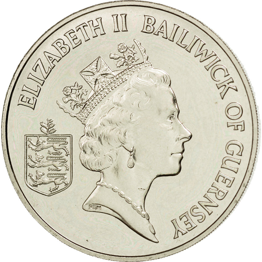 Coin, Guernsey, Elizabeth II, 2 Pounds, 1987, Heaton, MS(60-62), Copper-nickel